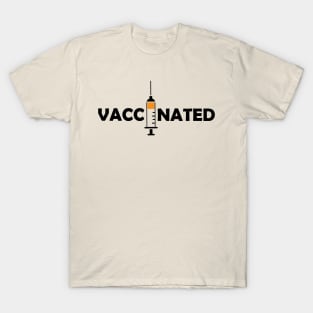 Vaccinated with Syringe - Immunization Pro-Vaccine - Black Lettering T-Shirt